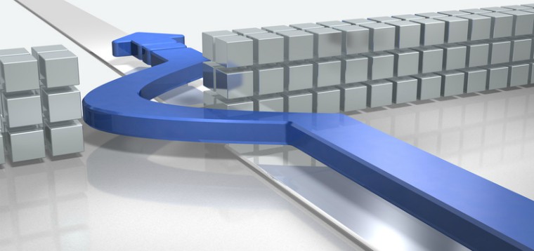 arrow going through wall suggesting a boundary