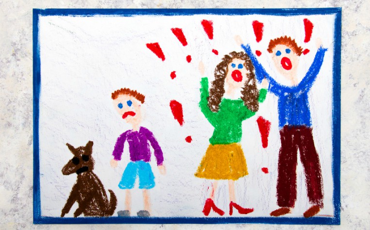 child's drawing of arguing parenst