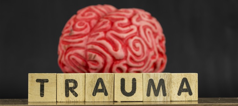 Brain with the word trauma