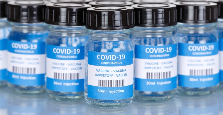 Lots of bottles labelled Covid-19 vaccine