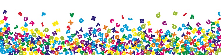 Colourful alphabet letters falling into a pile.