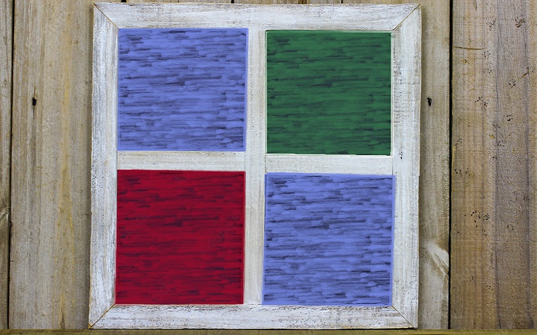 Four pane window with green in top right corner to indicate 'with', high challenge-high support