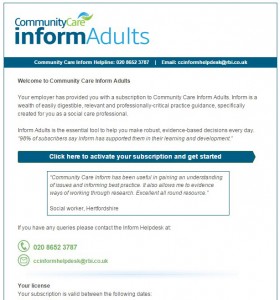 Adult activation email screen grab