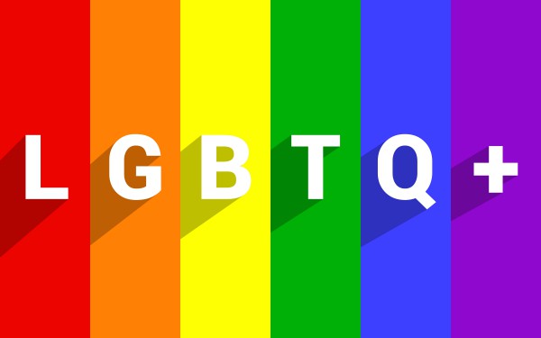 Rainbow flag with LGBTQ+