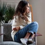 Woman looking depressed or in fear