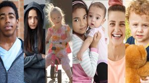 Collage of images of children and families