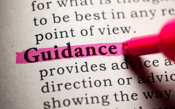 The word 'guidance' in a dictionary