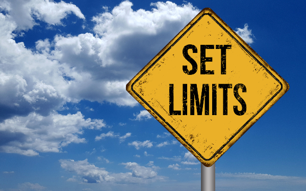 Set limits metallic vintage sign over blue sky with clouds