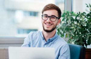 Man looking happy at work