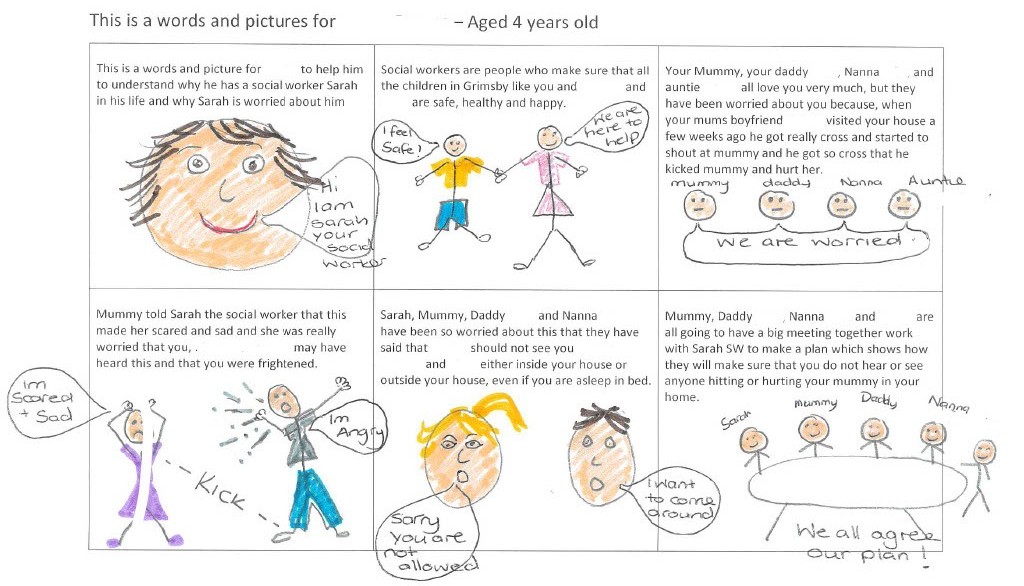 Sarah shares an example of the words and pictures work she did with a four-year-old child at North East Lincolnshire.