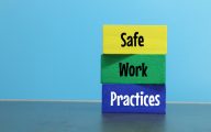 'Safe working practices' written on three blocks