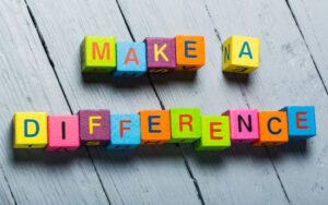 'Make a difference' spelt out in blocks