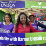 UNISON vice president Julia Mwaluke on the picket line with Barnet UNISON strikers