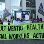 Barnet mental health social workers striking outside the council's offices.