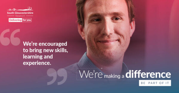 person smiling alongside quote saying 'We're encouraged to bring new skills, learning and experience'