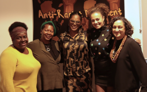 Anti-Racist Movement for Social Workers. Pictured left to right: Millie Kerr, professor Claudia Bernard, Shantel Thomas, Dr Carlene Firmin, Nimal Jude.