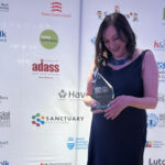 Elaine James, with her social justice advocate award at the 2023 Social Worker of the Year Awards ceremony