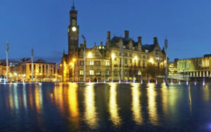 Bradford City Hall at night