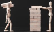 Wooden figures using building blocks