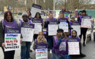 Barnet social workers represented by UNISON on the picket line