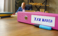 Financial concept meaning TAX HAVEN with inscription on the File Folder.