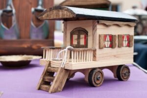 Miniature caravan in wood