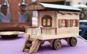 Miniature caravan in wood