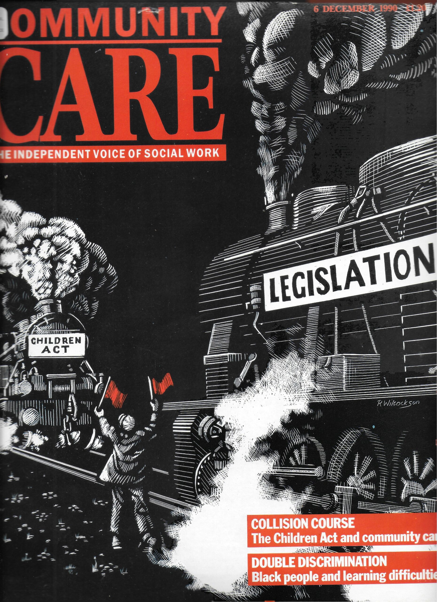 Community Care front cover of issue about the Children Act, from 6 December 1990.