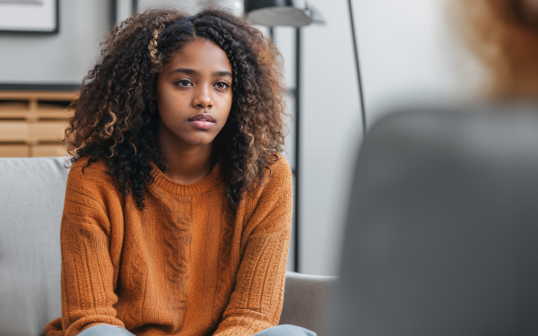 Young woman receiving counselling