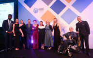 The overall winners of the 2024 Social Worker of the Year Award, Norfolk council's people from abroad team, pictured with headline sponsor BASW England representatives Vava Tampa, Ruth Allen and Mark Lynes and awards presenter and journalist Ashley John-Baptiste